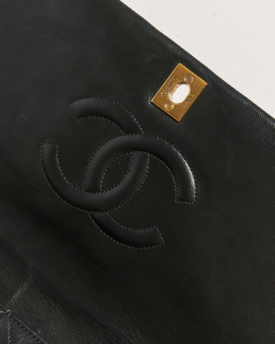 Herre | Chanel Pre-Owned Matelassé Single Full Flap Bag Black | Chanel Pre-Owned | Matelassé Single Full Flap Bag Black