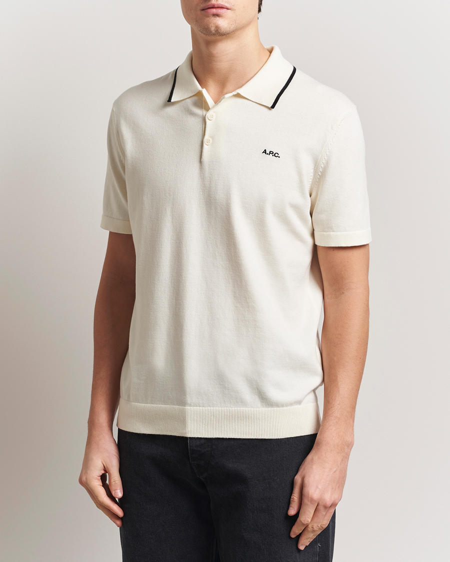 Herre | Pikéer | A.P.C. | Fynn Knitted Polo White