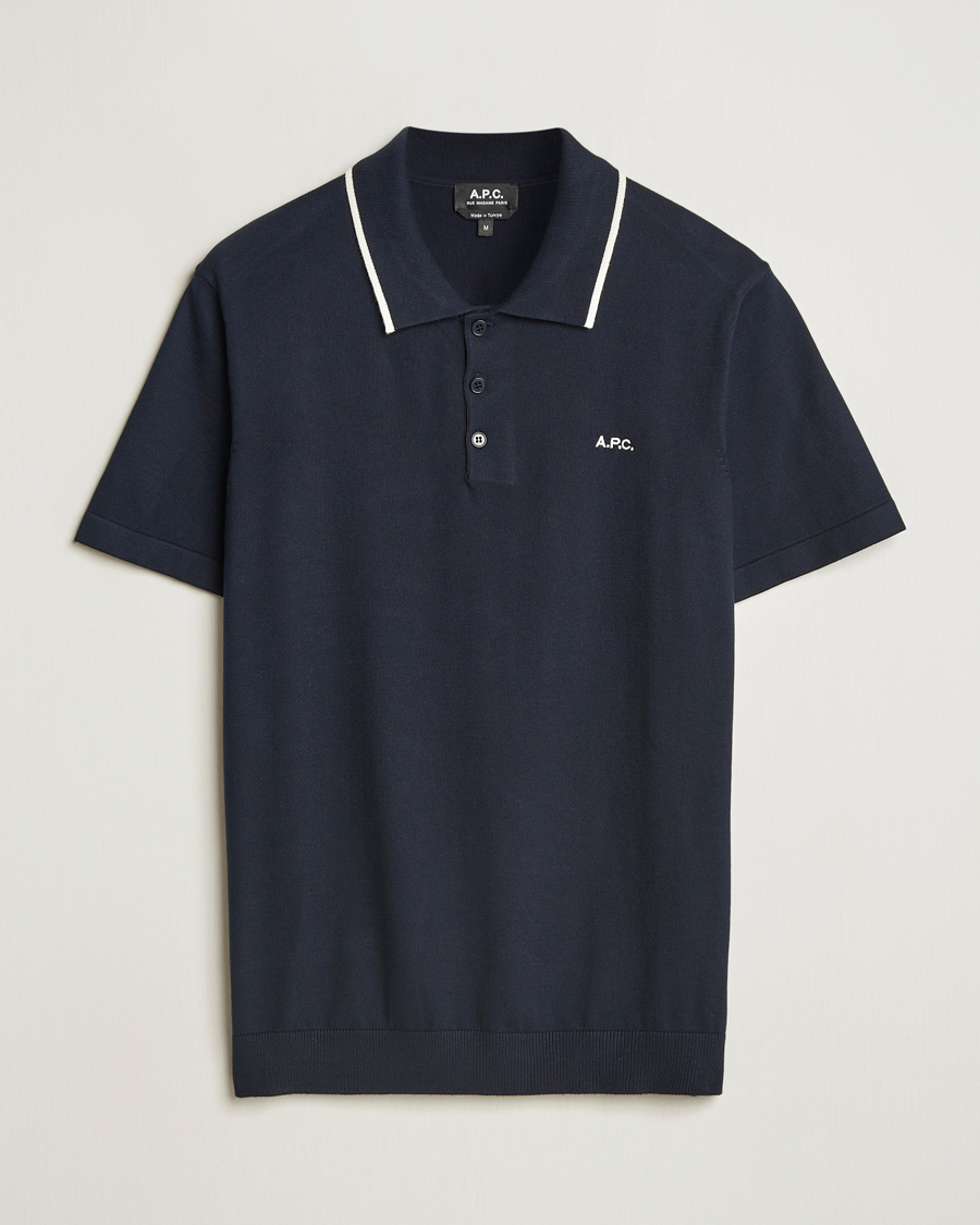 Herre | Pikéer | A.P.C. | Fynn Knitted Polo Marine