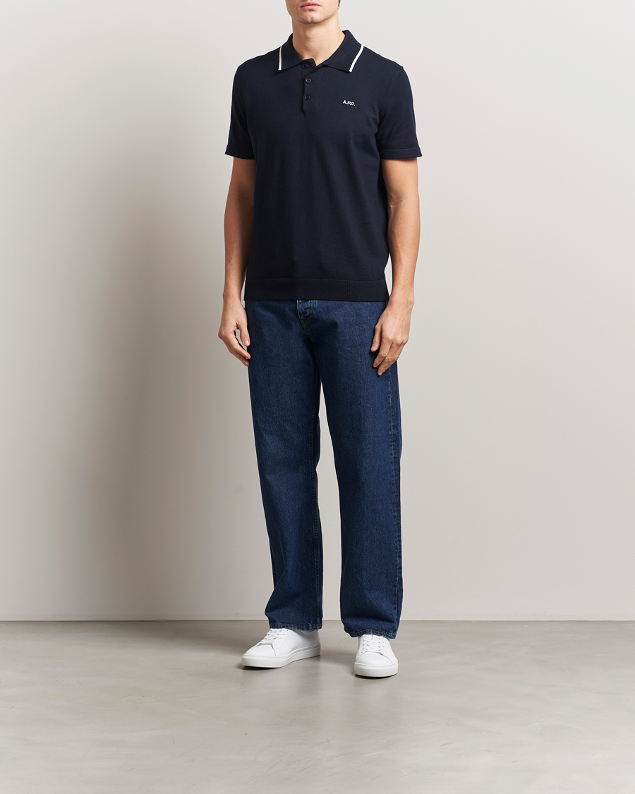 Herre | Pikéer | A.P.C. | Fynn Knitted Polo Marine