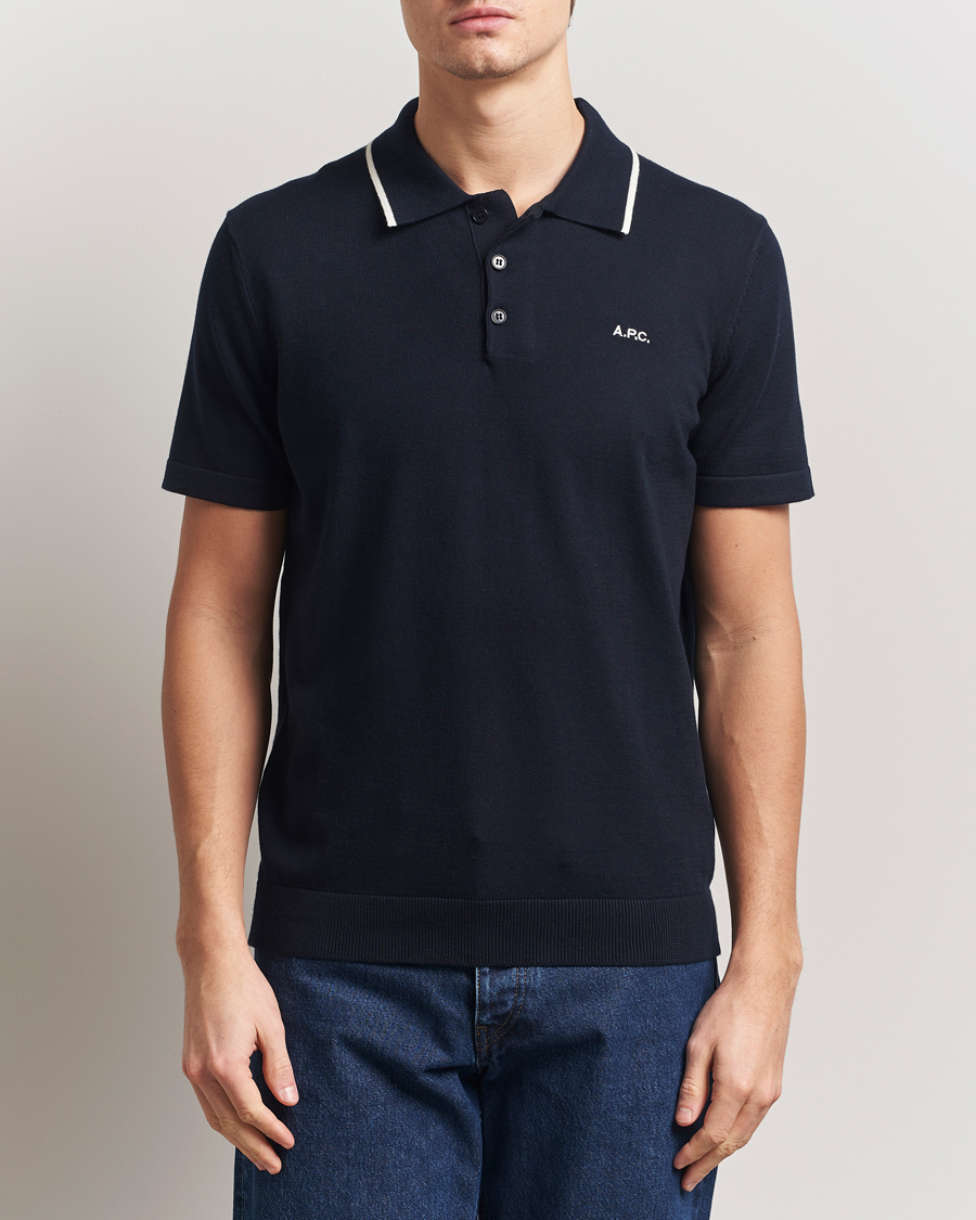 Herre | Pikéer | A.P.C. | Fynn Knitted Polo Marine