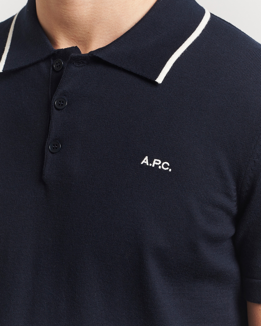 Herre | Pikéer | A.P.C. | Fynn Knitted Polo Marine