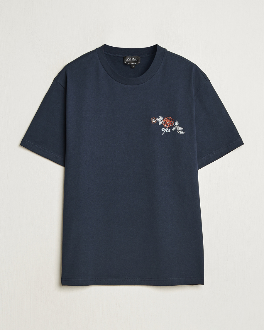 Herre | T-Shirts | A.P.C. | Oscar Embroidered T-Shirt Dark Navy