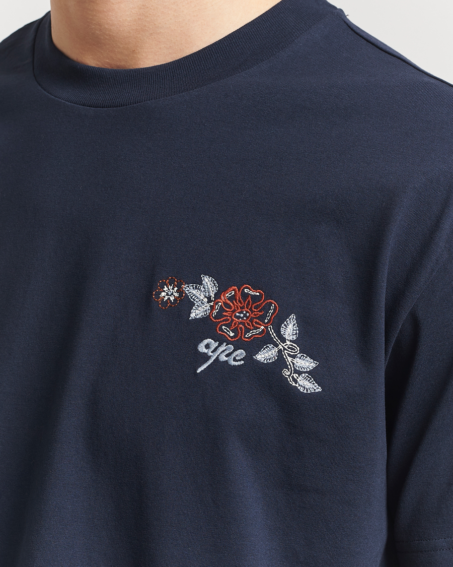 Herre | T-Shirts | A.P.C. | Oscar Embroidered T-Shirt Dark Navy
