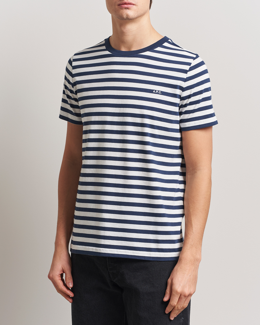 Herre | T-Shirts | A.P.C. | Striped T-Shirt Navy/White