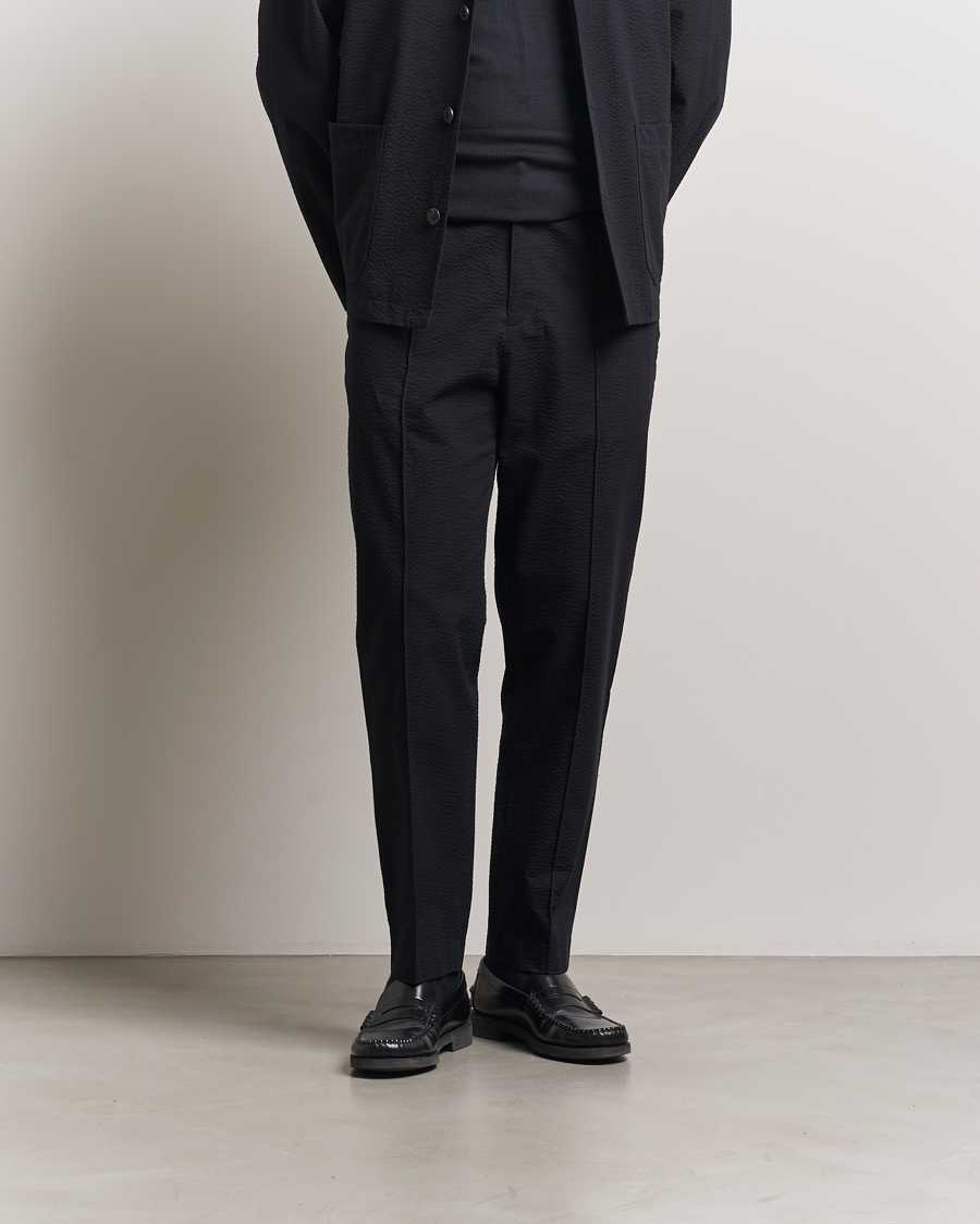 Herre | Bukser | A.P.C. | Joaquin Seersucker Drawstring Trousers Black