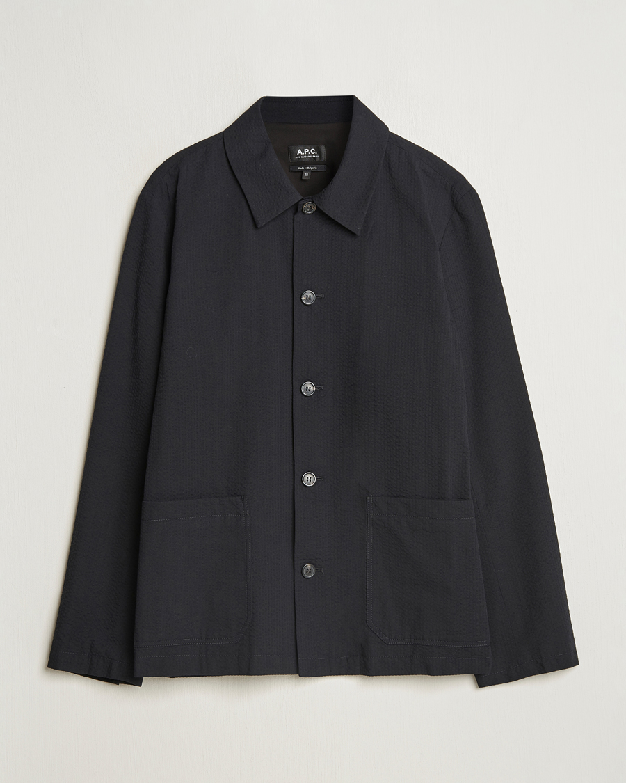 Herre | Skjorter | A.P.C. | Brest Seersucker Overshirt Black