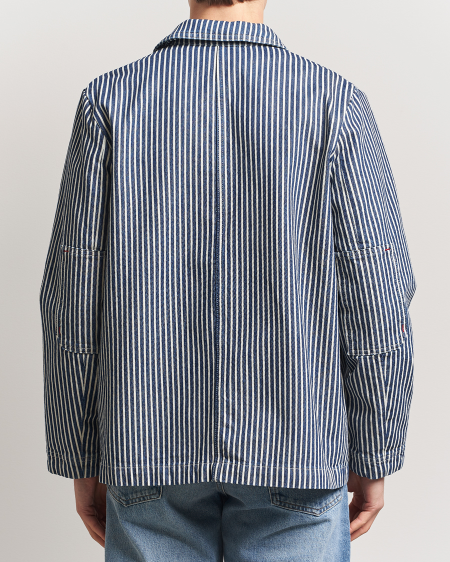 Herre | Skjorter | A.P.C. | Raphael Hickory Striped Overshirt Blue/White