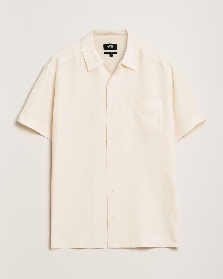 Herre | Skjorter | A.P.C. | Roy Woven Short Sleeve Shirt Ecru