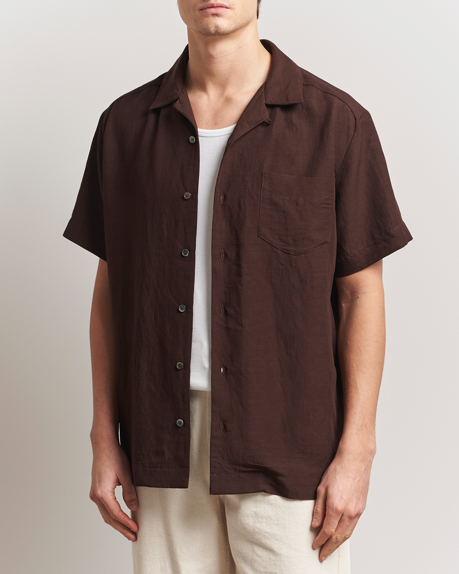 Herre | Skjorter | A.P.C. | Roy Woven Short Sleeve Shirt Brown