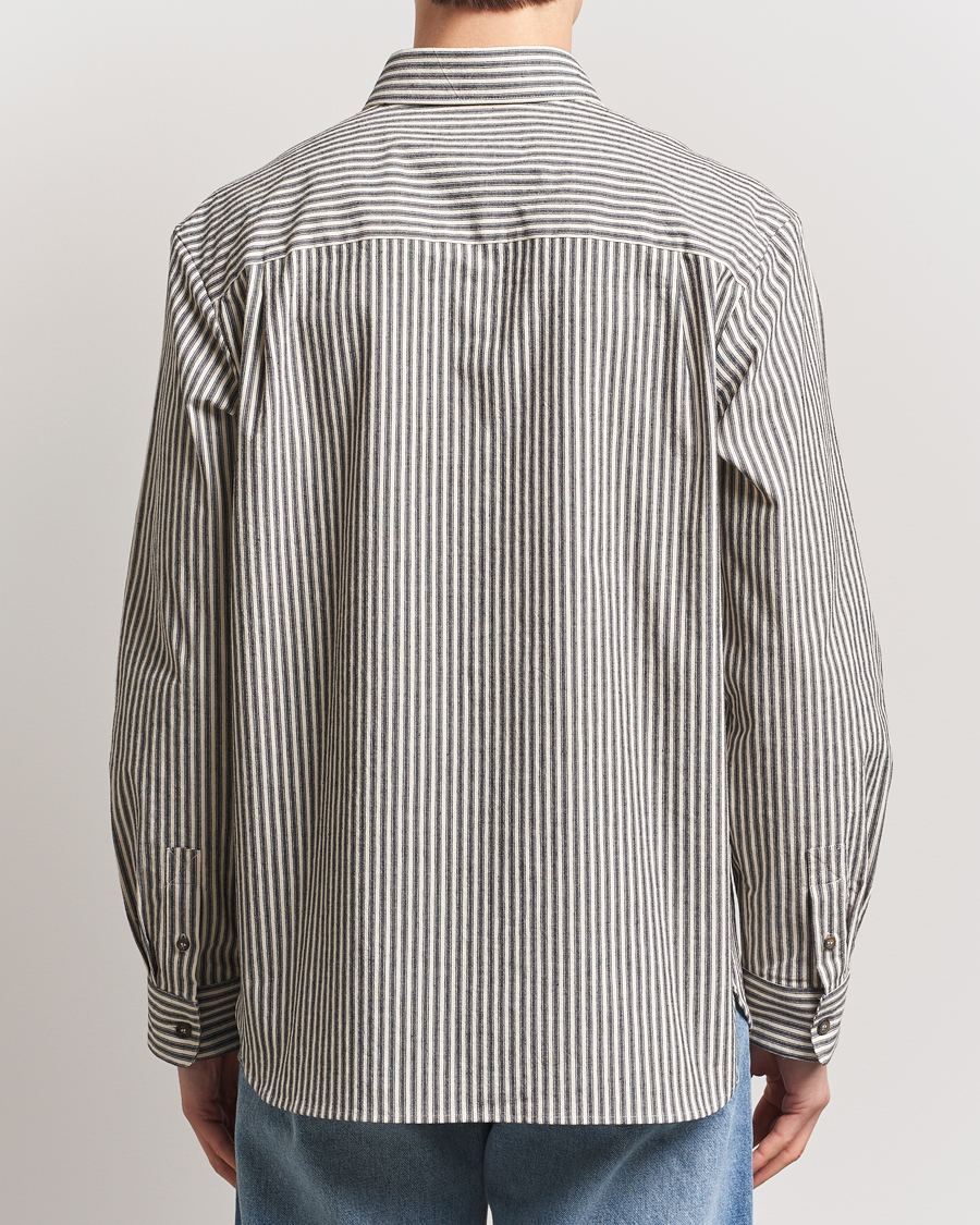 Herre | Skjorter | A.P.C. | Rustic Cotton Striped Overshirt Black/White