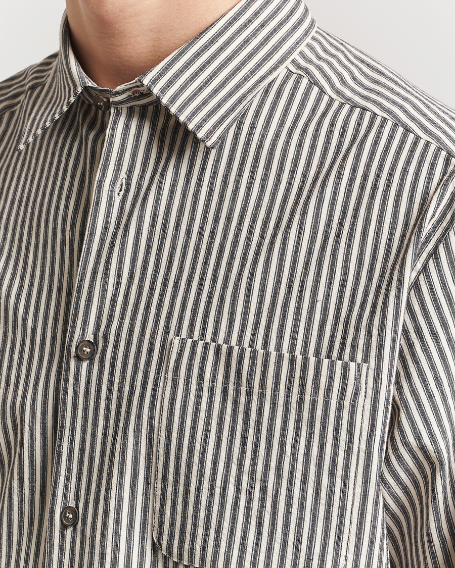 Herre | Skjorter | A.P.C. | Rustic Cotton Striped Overshirt Black/White