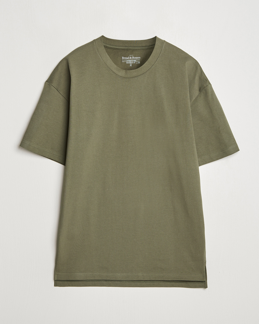 Herre | T-Shirts | Bread & Boxers | Textured Heavy Crew Neck T-Shirt Khaki Green