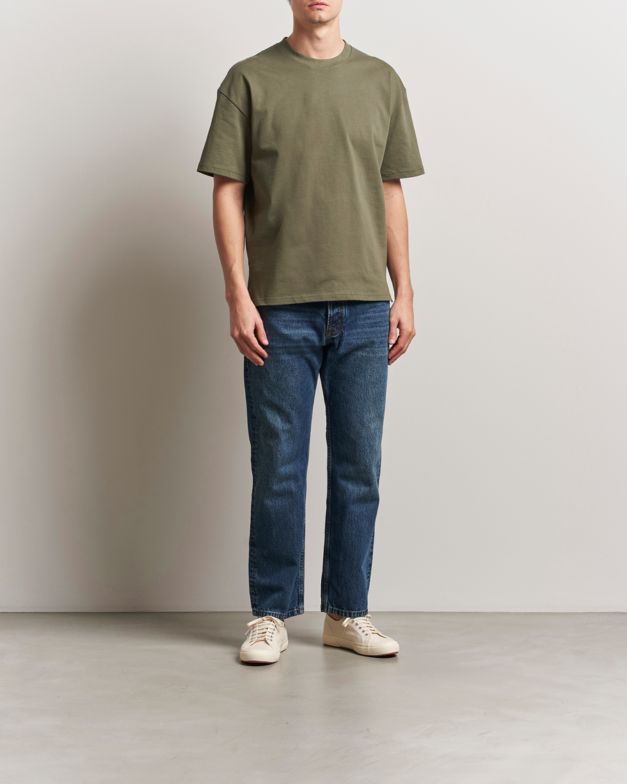 Herre | T-Shirts | Bread & Boxers | Textured Heavy Crew Neck T-Shirt Khaki Green