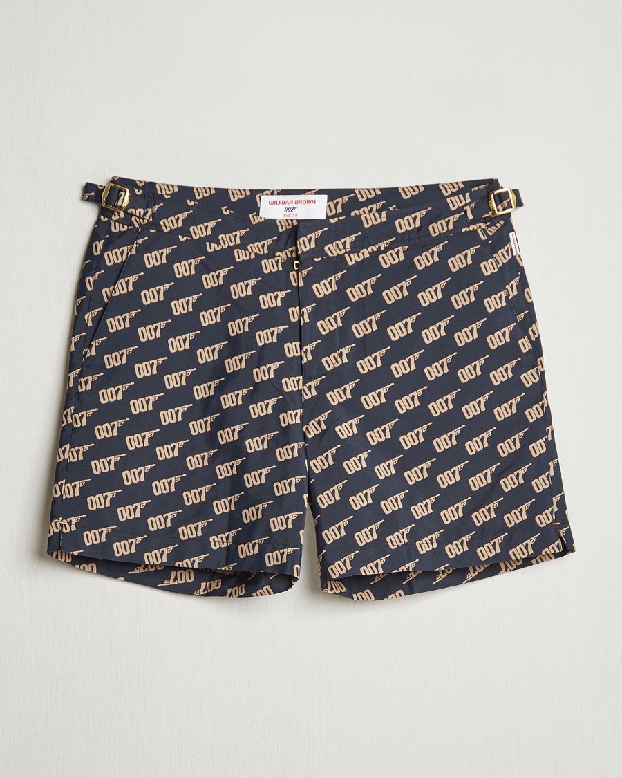 Herre | Badeshorts | Orlebar Brown | Bulldog Jaquard 007 Monogram Swimshorts Black