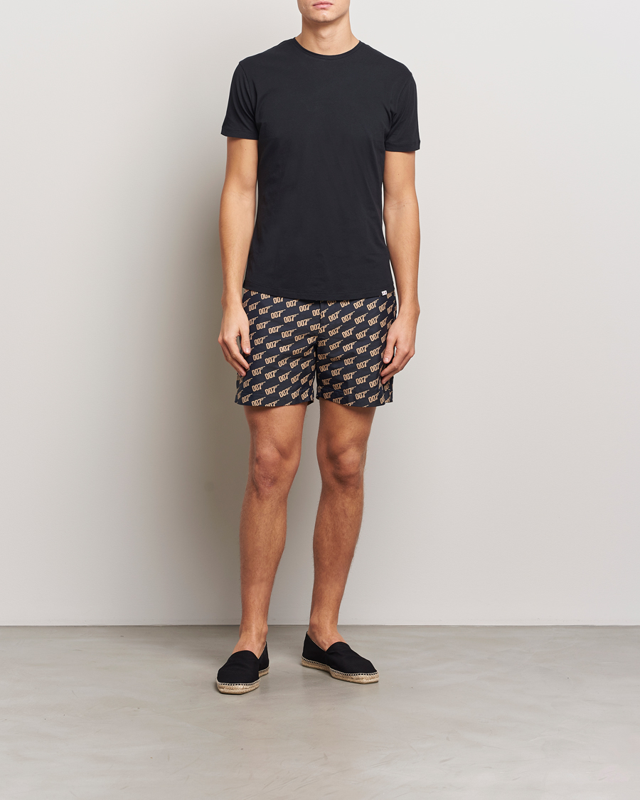 Herre | Badeshorts | Orlebar Brown | Bulldog Jaquard 007 Monogram Swimshorts Black