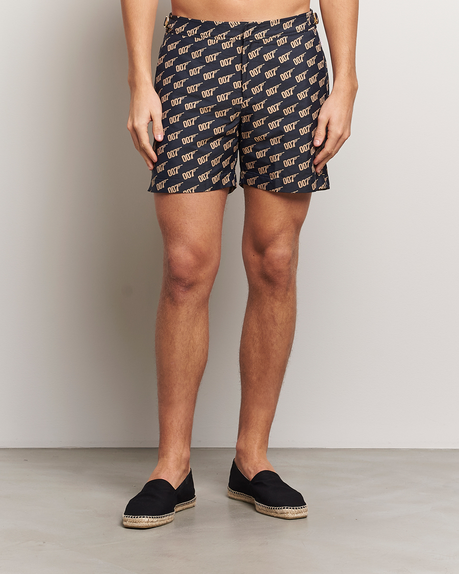 Herre | Badeshorts | Orlebar Brown | Bulldog Jaquard 007 Monogram Swimshorts Black