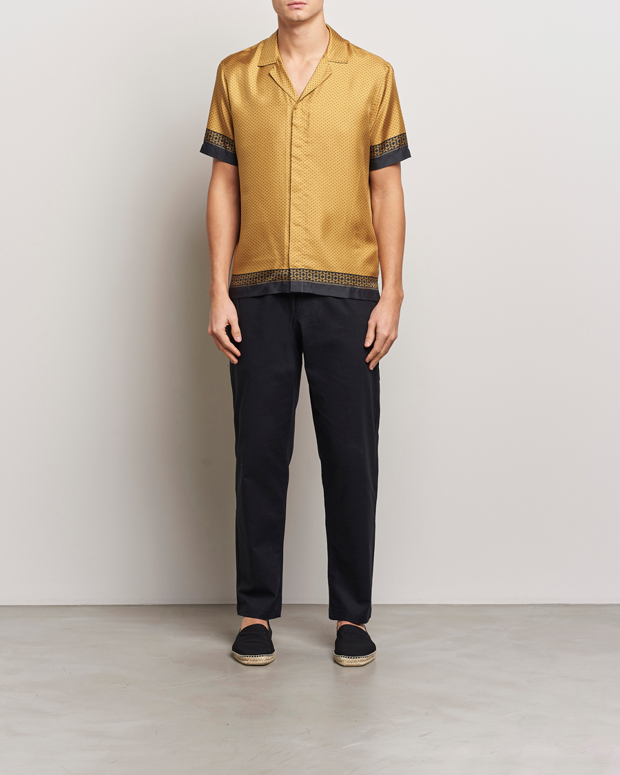 Herre | Skjorter | Orlebar Brown | Maitan Silk Gold Bullion Shirt Gold/Black