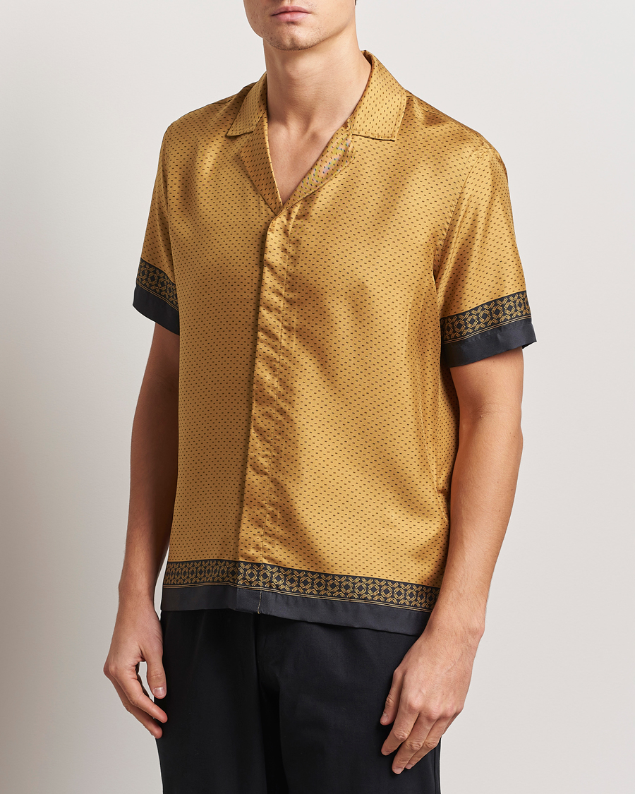 Herre | Skjorter | Orlebar Brown | Maitan Silk Gold Bullion Shirt Gold/Black
