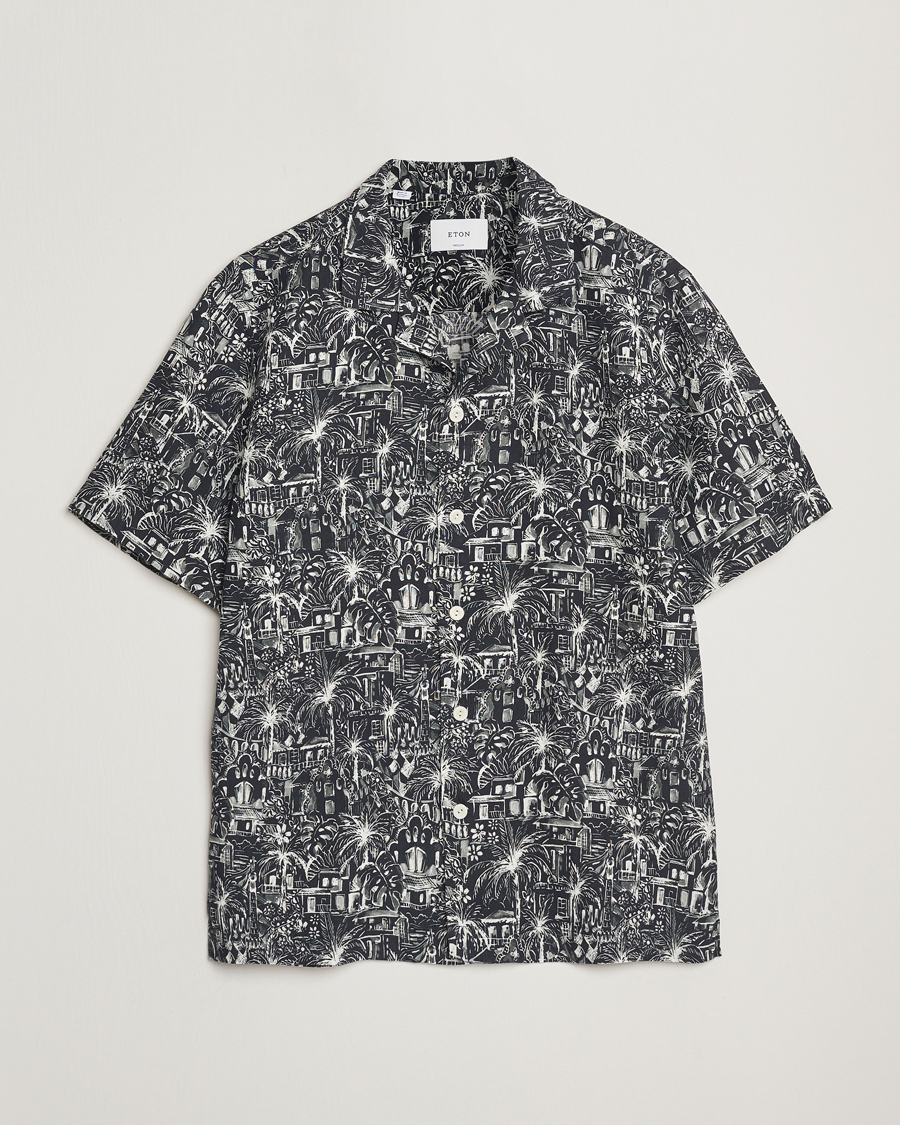 Herre | Skjorter | Eton | Resort Printed Short Sleeve Shirt Black