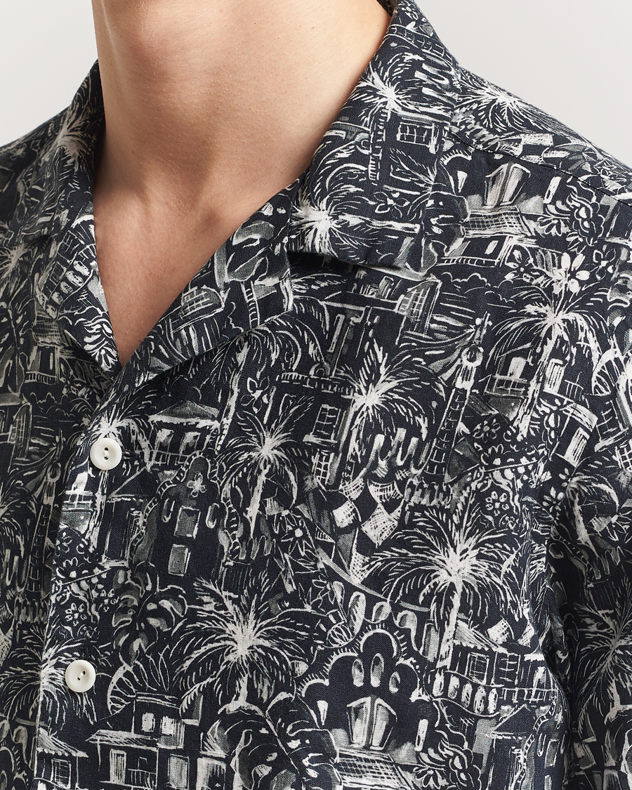 Herre | Skjorter | Eton | Resort Printed Short Sleeve Shirt Black