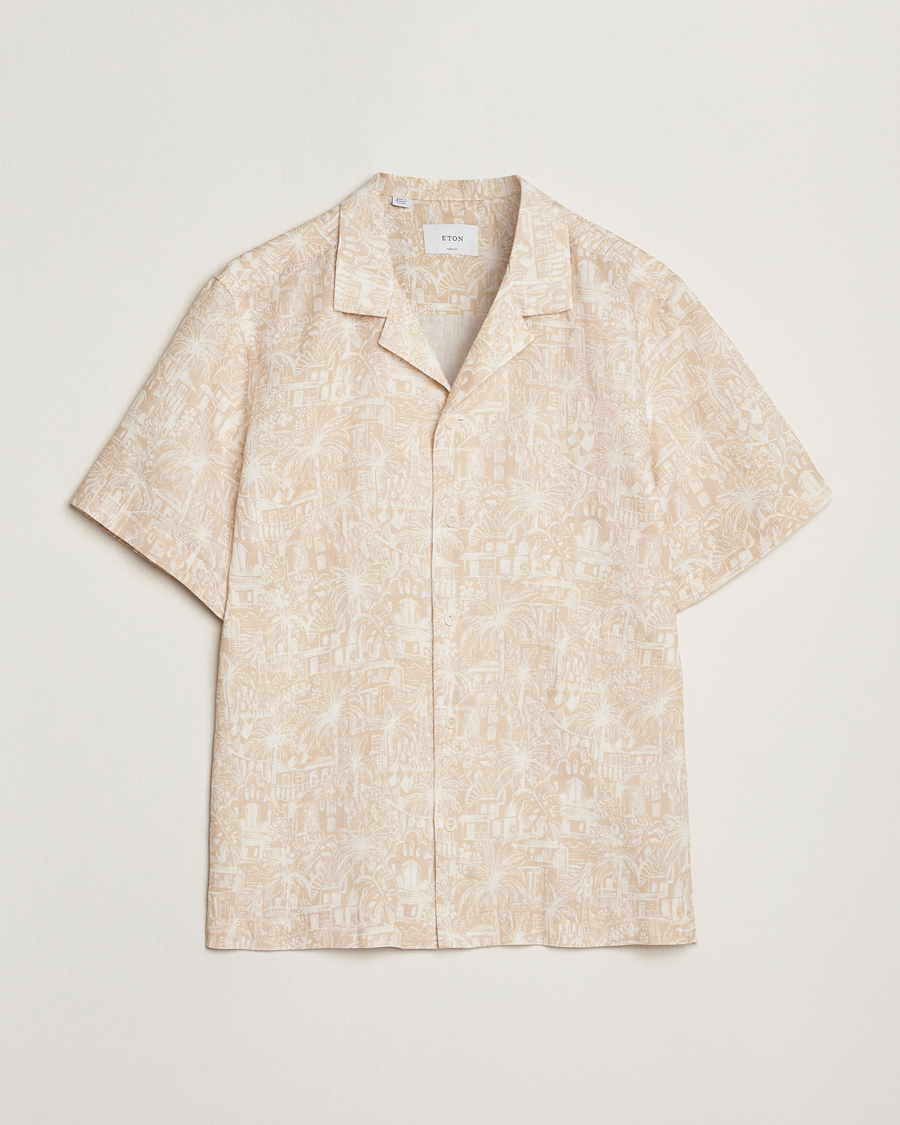 Herre | Skjorter | Eton | Resort Printed Short Sleeve Shirt Beige