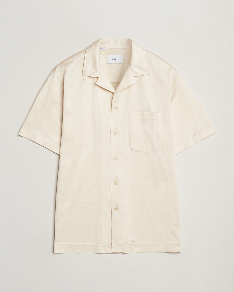 Herre | Skjorter | Eton | Filo Di Scozia Short Sleeve Shirt Off White