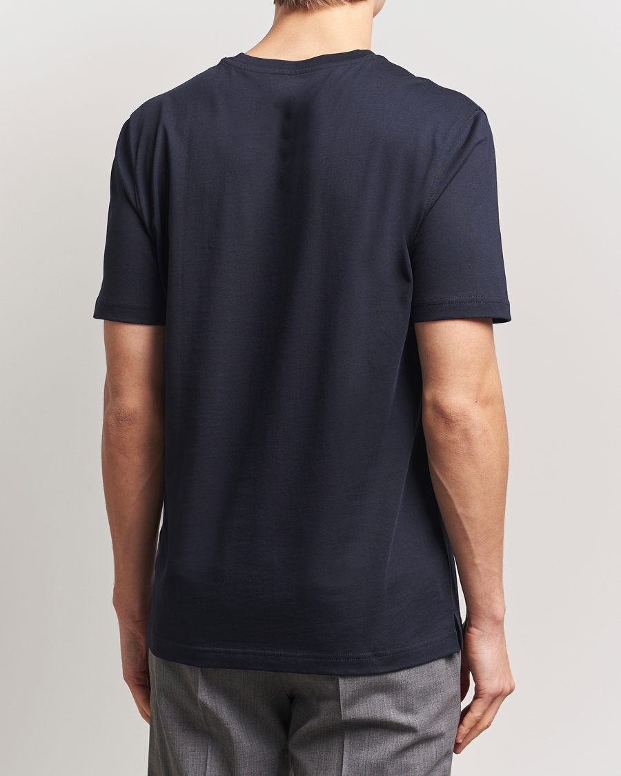 Herre | T-Shirts | Eton | Mercerized Jersey Crew Neck T-Shirt Navy Blue