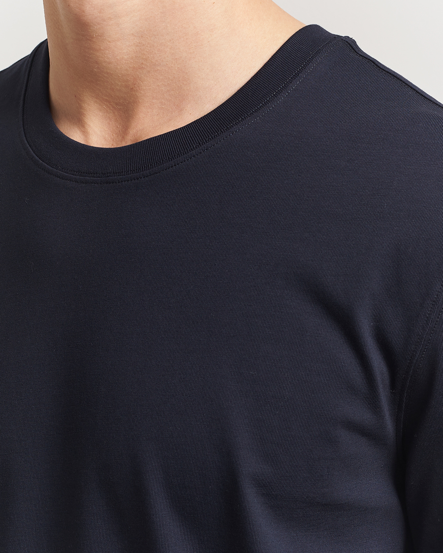 Herre | T-Shirts | Eton | Mercerized Jersey Crew Neck T-Shirt Navy Blue