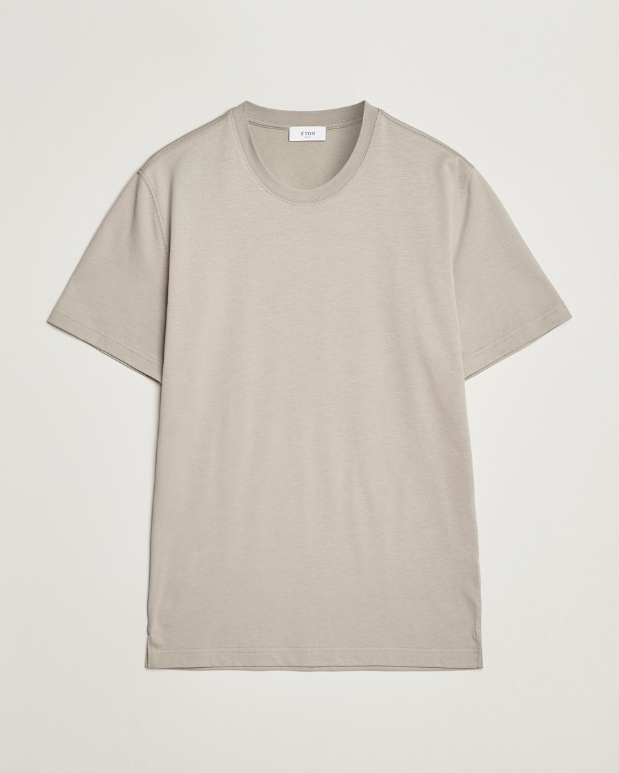 Herre | T-Shirts | Eton | Mercerized Jersey Crew Neck T-Shirt Beige