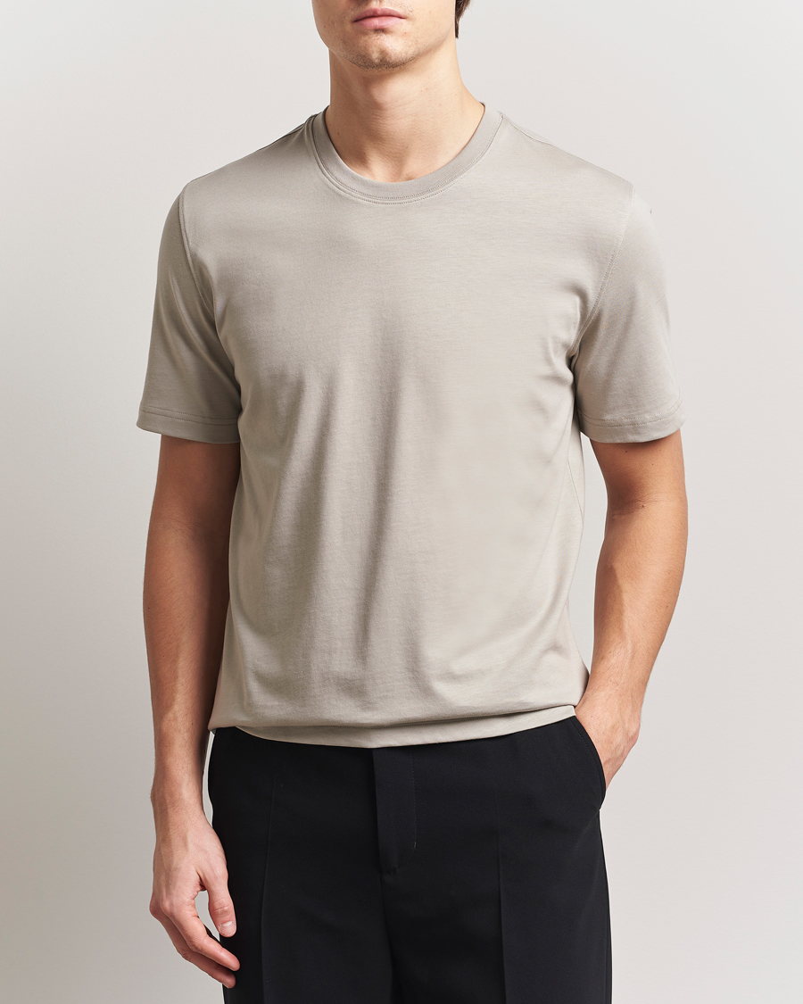 Herre | T-Shirts | Eton | Mercerized Jersey Crew Neck T-Shirt Beige