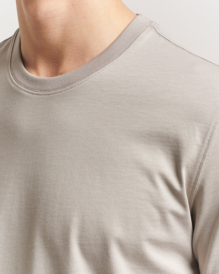 Herre | T-Shirts | Eton | Mercerized Jersey Crew Neck T-Shirt Beige