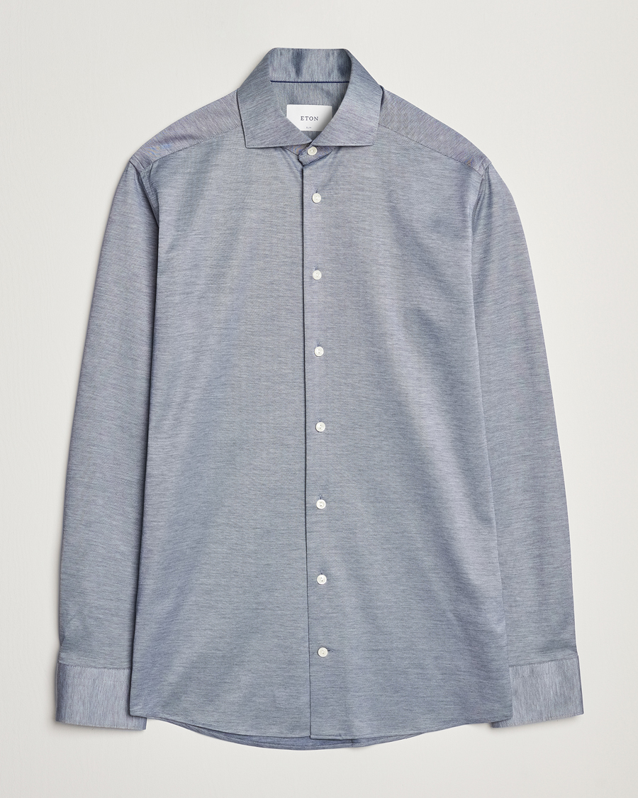 Herre | Skjorter | Eton | Filo Di Scozia Oxford Shirt Dark Blue