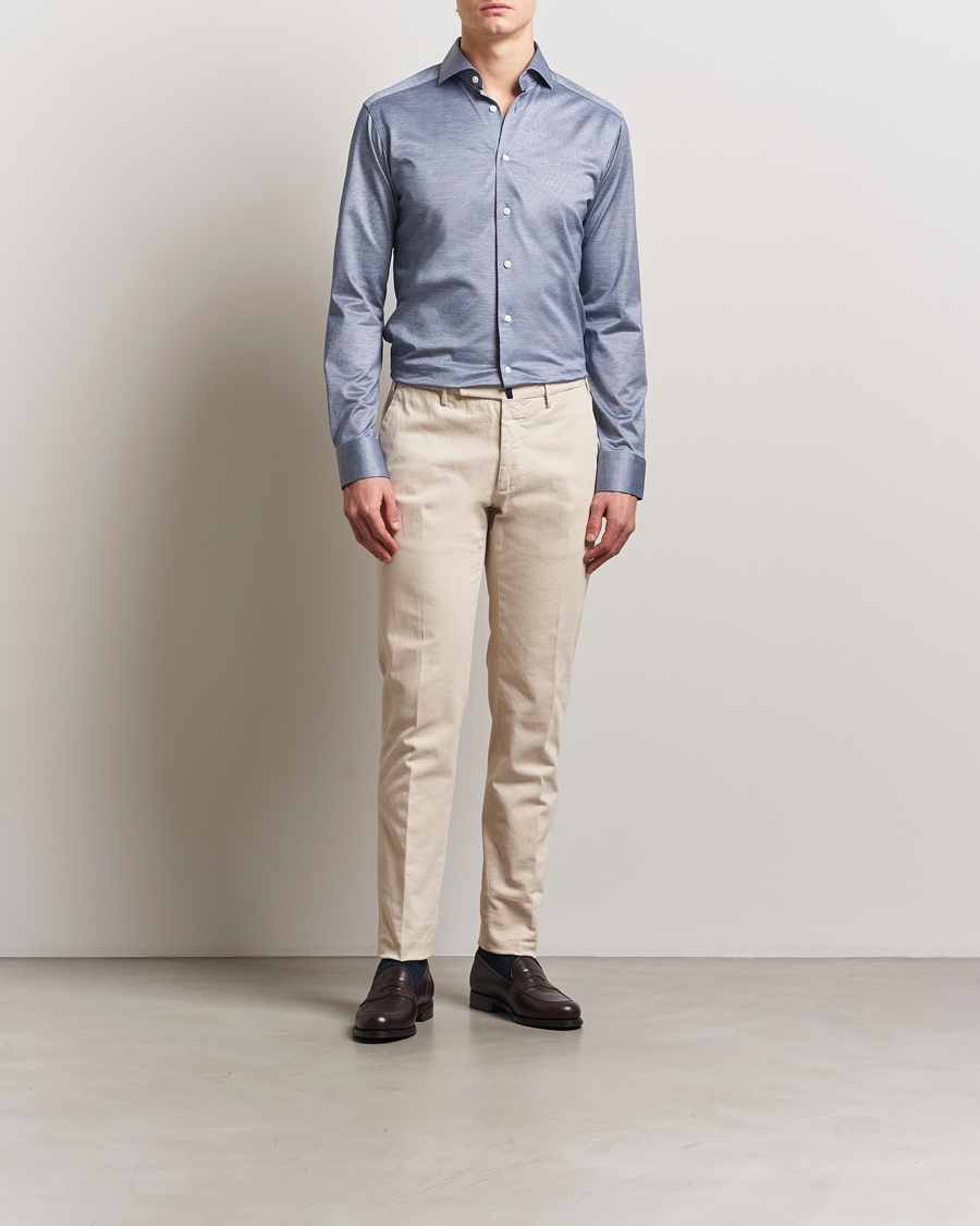 Herre | Skjorter | Eton | Filo Di Scozia Oxford Shirt Dark Blue