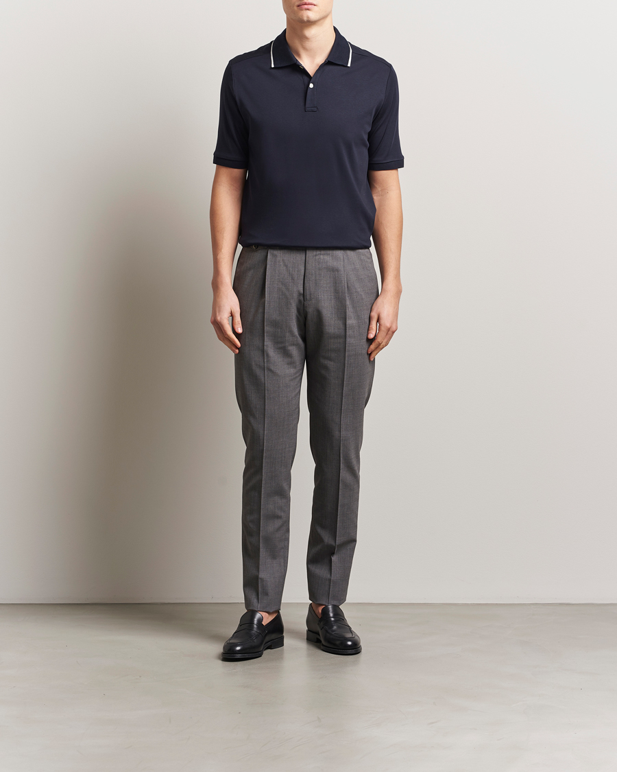 Herre | Pikéer | Eton | Supima Cotton Interlock Polo Navy Blue
