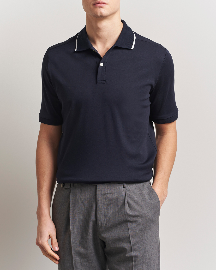 Herre | Pikéer | Eton | Supima Cotton Interlock Polo Navy Blue