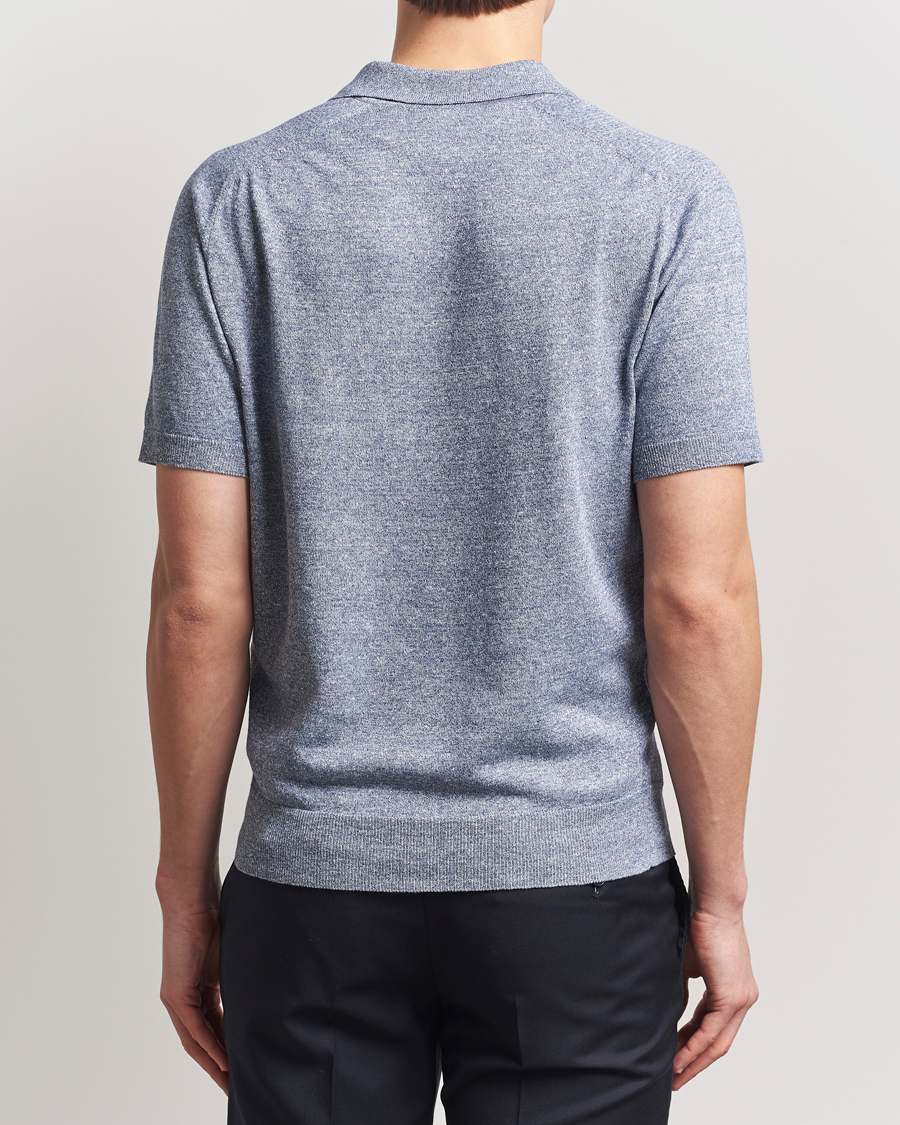 Herre | Pikéer | Eton | Cotton/Linen Fine Knitted Polo Dark Blue