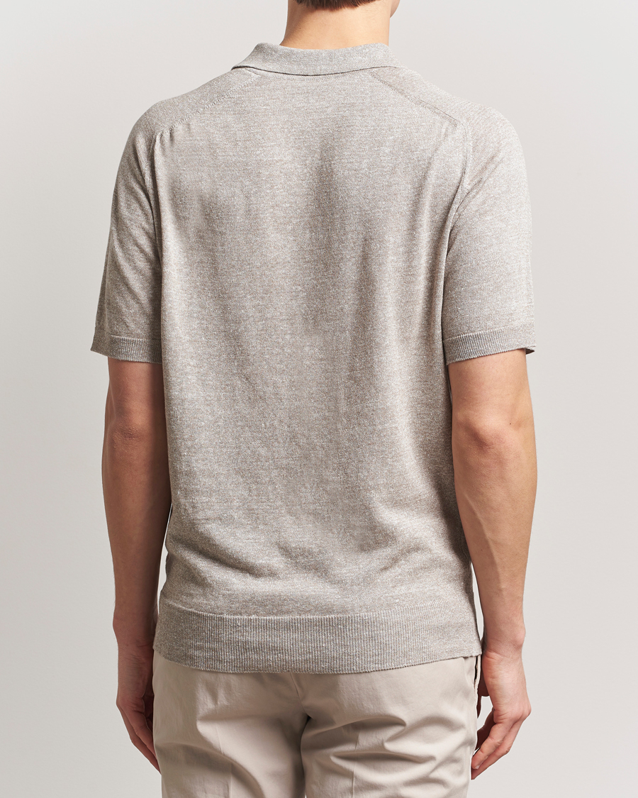 Herre | Pikéer | Eton | Cotton/Linen Fine Knitted Polo Beige