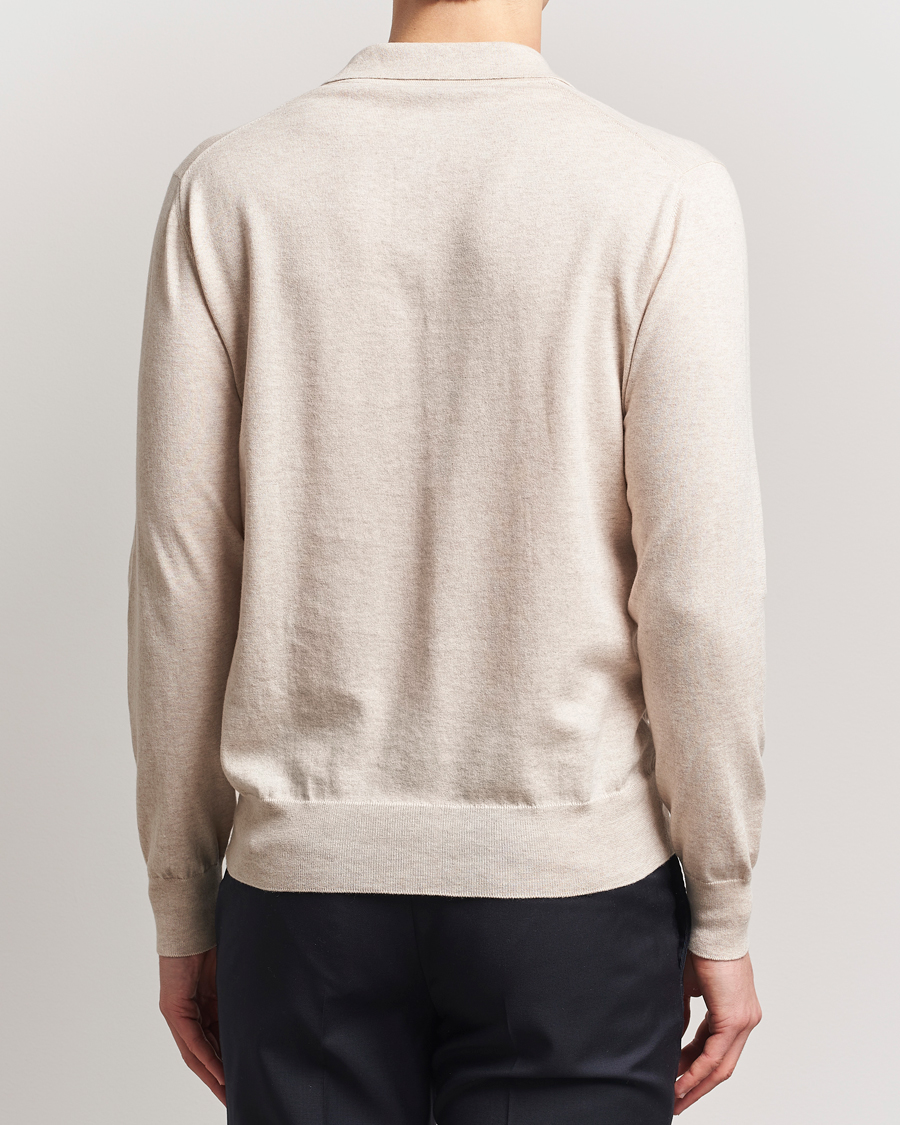 Herre | Gensere | Eton | Cotton/Cashmere Fine Knitted Polo Beige