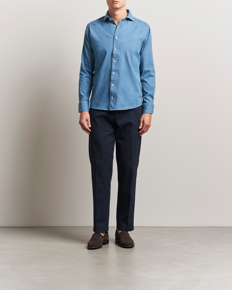 Herre | Skjorter | Eton | Slim Fit Denim Shirt Mid Blue