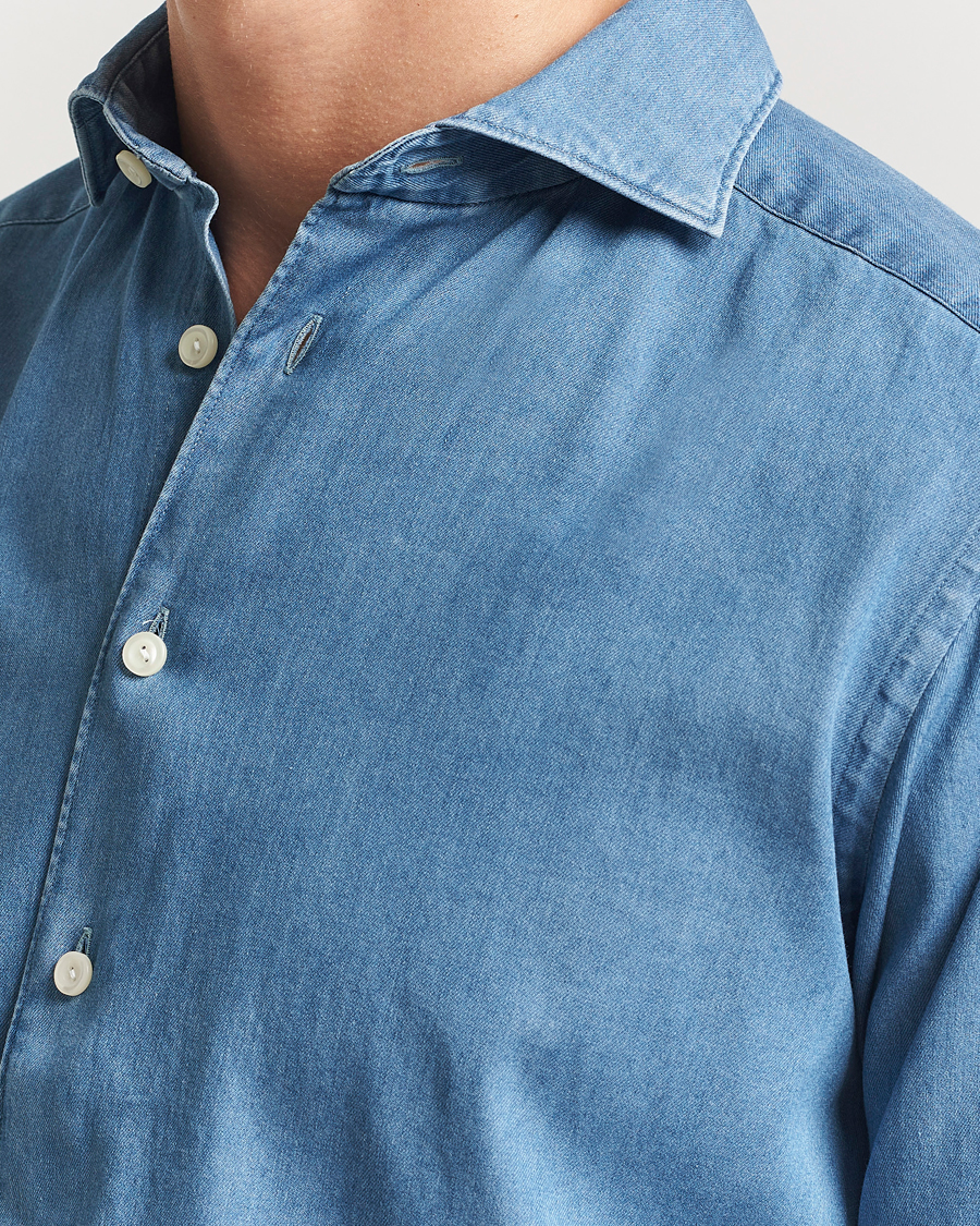 Herre | Skjorter | Eton | Slim Fit Denim Shirt Mid Blue