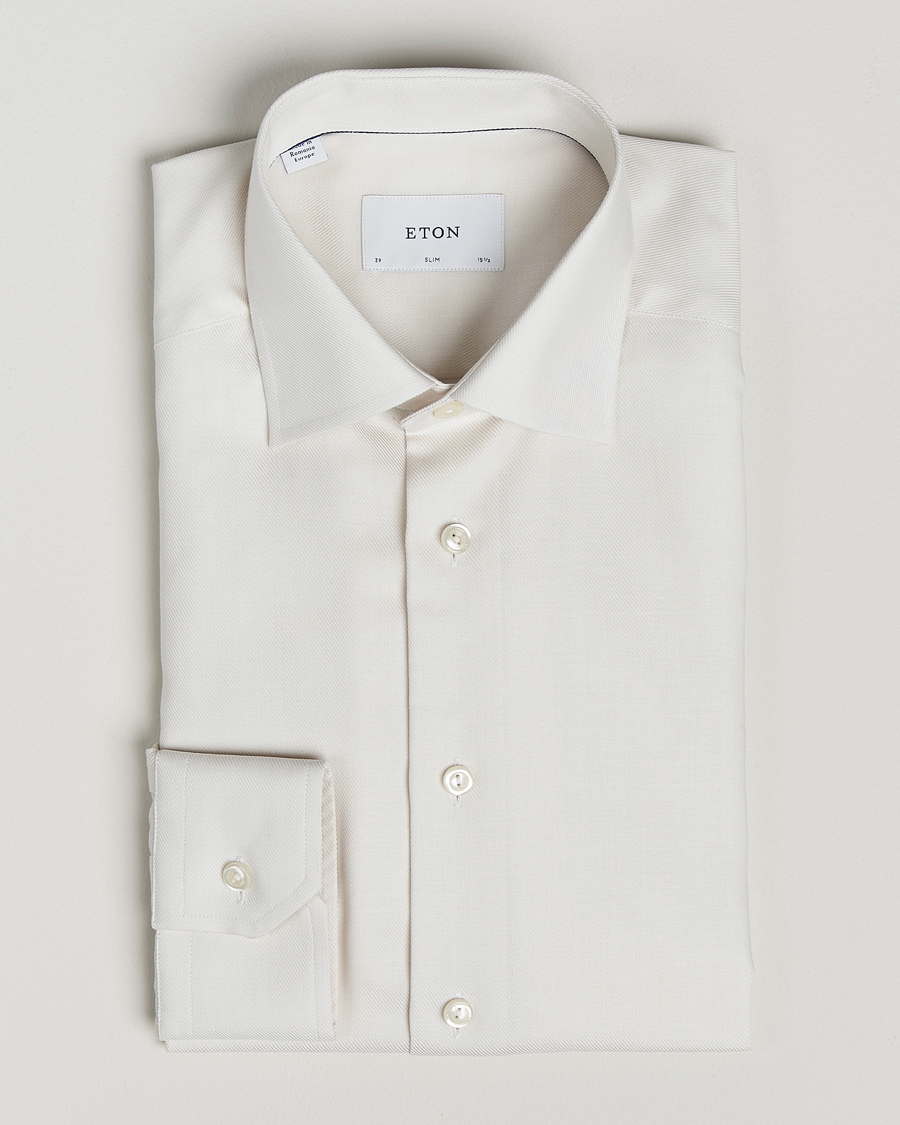Herre | Skjorter | Eton | Slim Fit Fine Twill Shirt Off White Melange