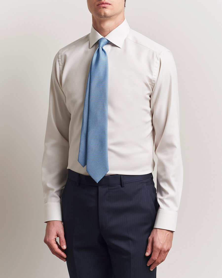 Herre | Skjorter | Eton | Slim Fit Fine Twill Shirt Off White Melange