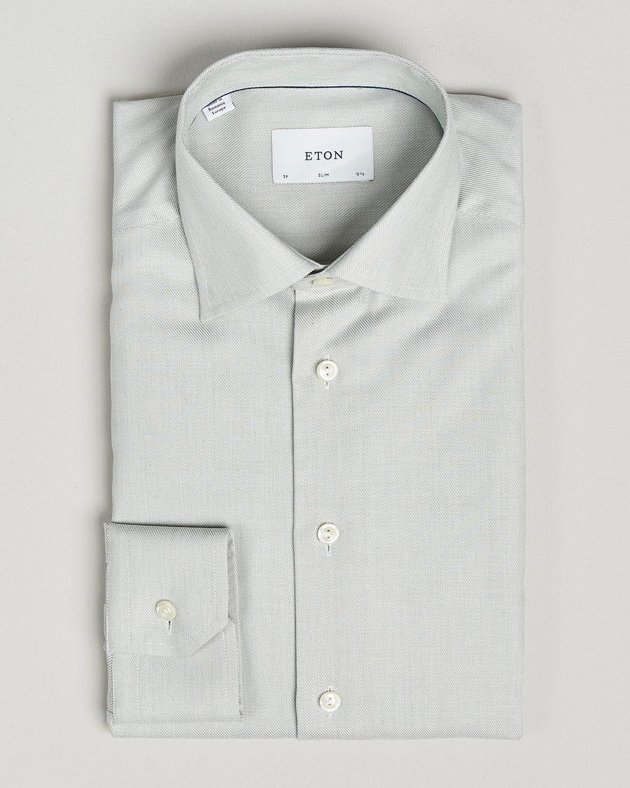 Herre | Skjorter | Eton | Slim Fit Fine Twill Shirt Light Green Melange