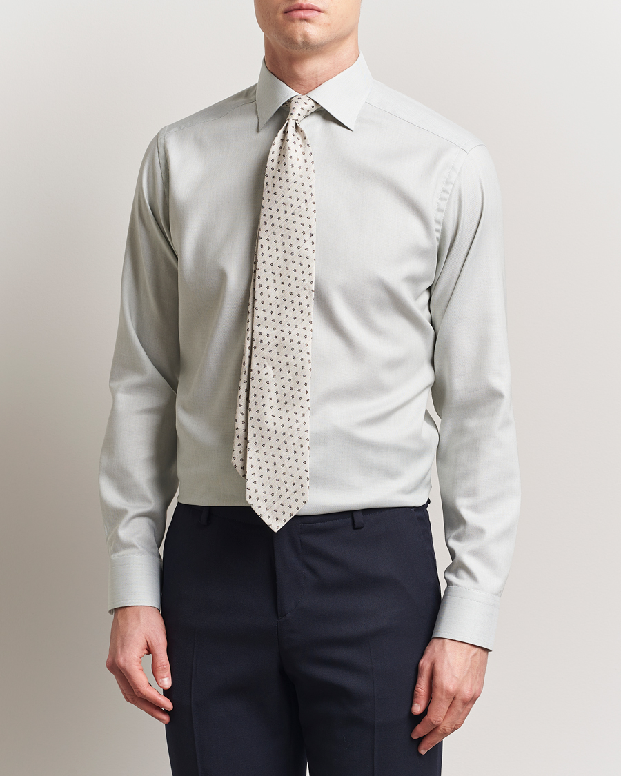 Herre | Skjorter | Eton | Slim Fit Fine Twill Shirt Light Green Melange