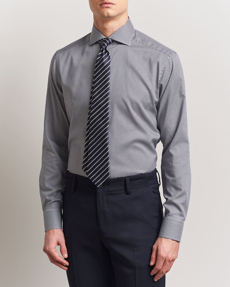 Herre | Skjorter | Eton | Slim Fit Checked Signature Shirt Dark Blue/White