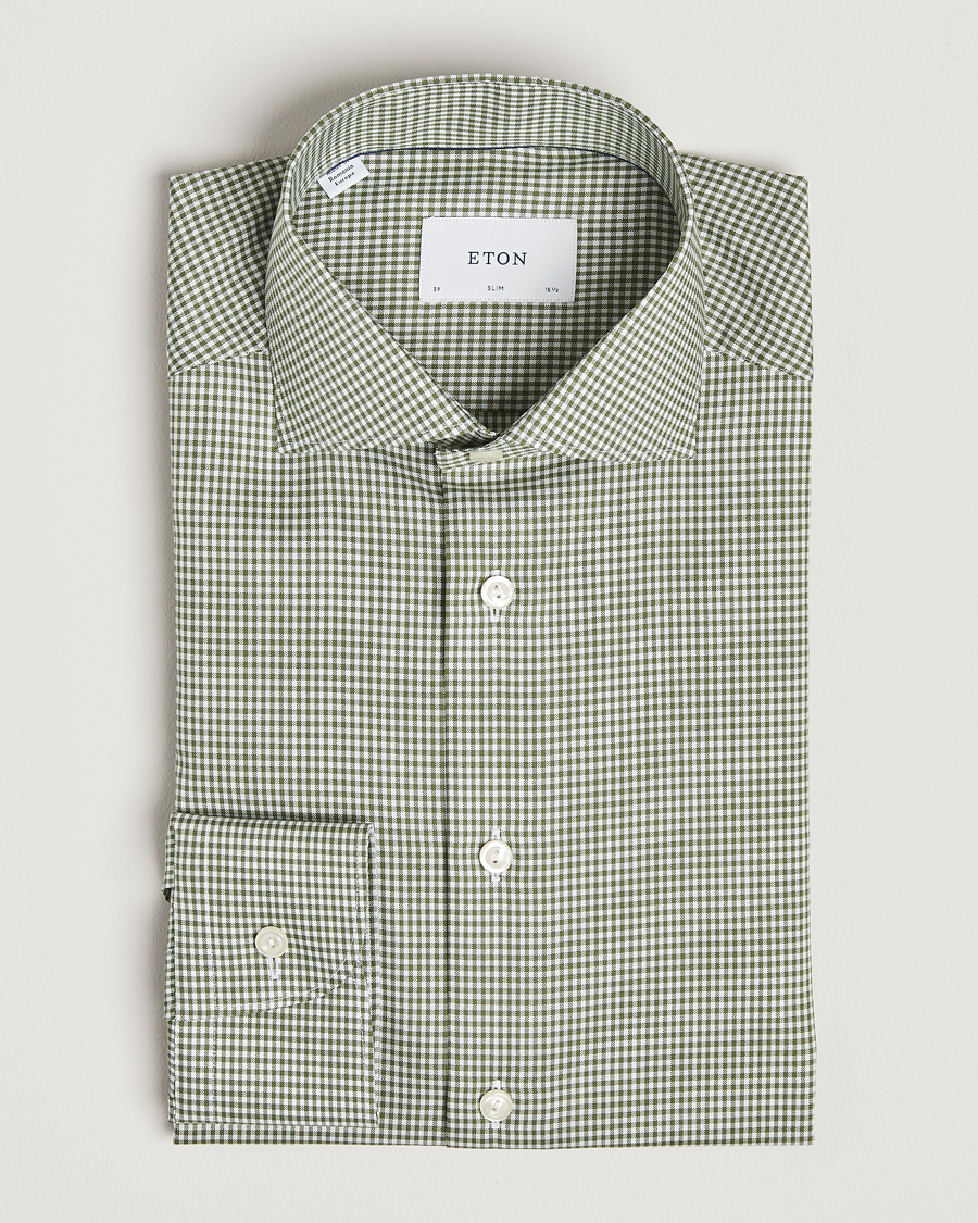 Herre | Skjorter | Eton | Slim Fit Checked Signature Shirt Green/White