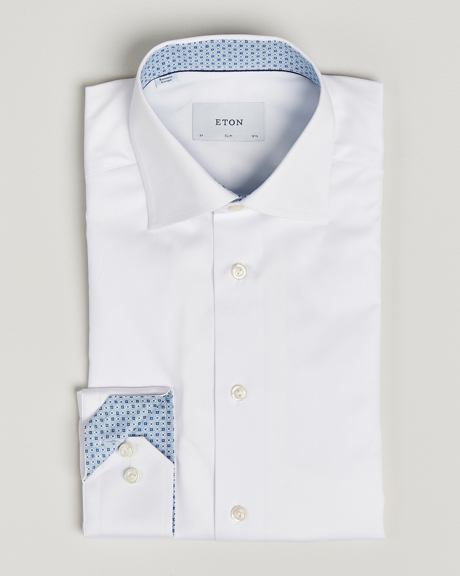 Herre | Skjorter | Eton | Slim Fit Signature Twill Contrast Shirt White