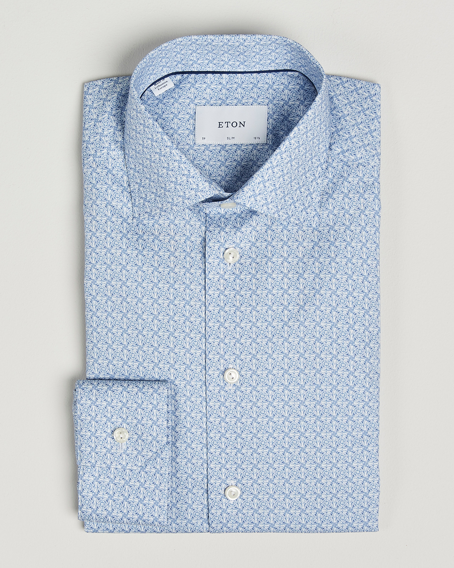 Herre | Skjorter | Eton | Slim Fit Signature Twill Printed Shirt Light Blue