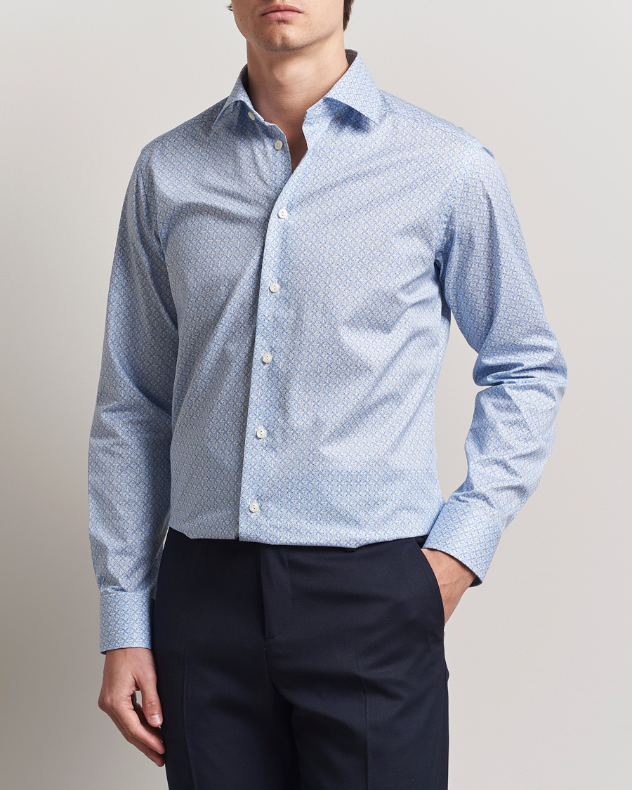 Herre | Skjorter | Eton | Slim Fit Signature Twill Printed Shirt Light Blue